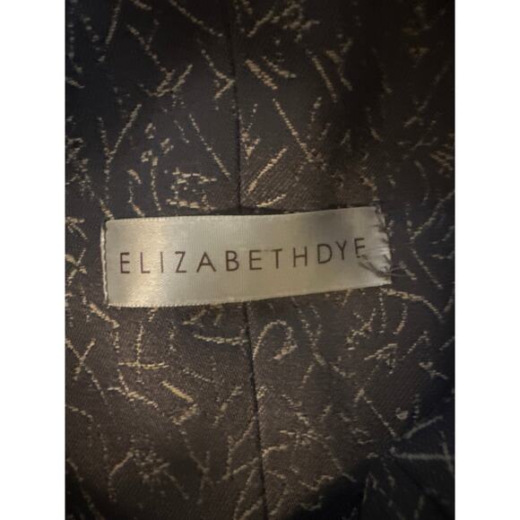 Designer S Elizabeth Dye Portland Gray Gold Print Formal Cocktail Party Dress - Picture 4 of 6